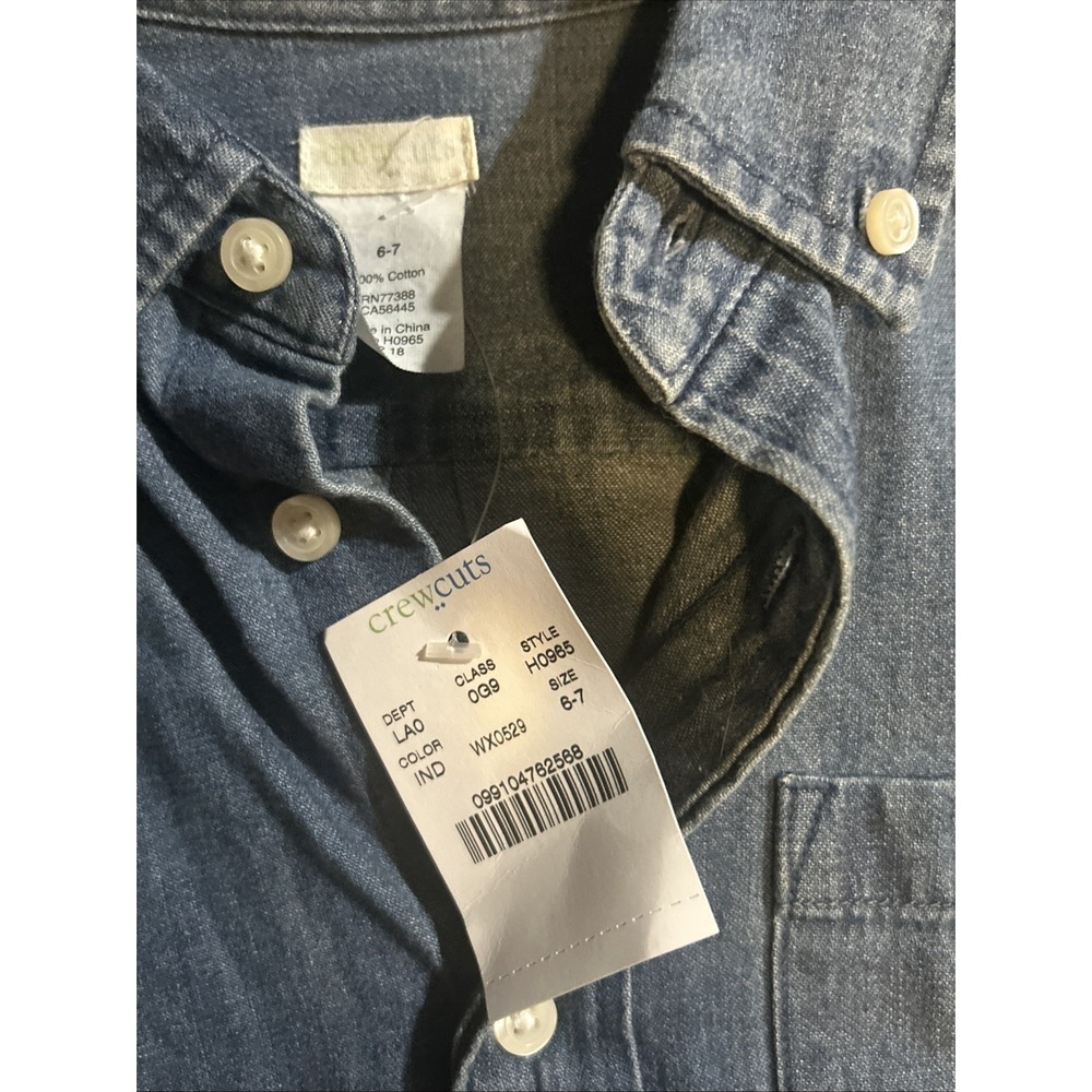 NWT J Crew Cuts Boys Denim Button Up Long Sleeve Size 6/7 - Picture 3 of 4